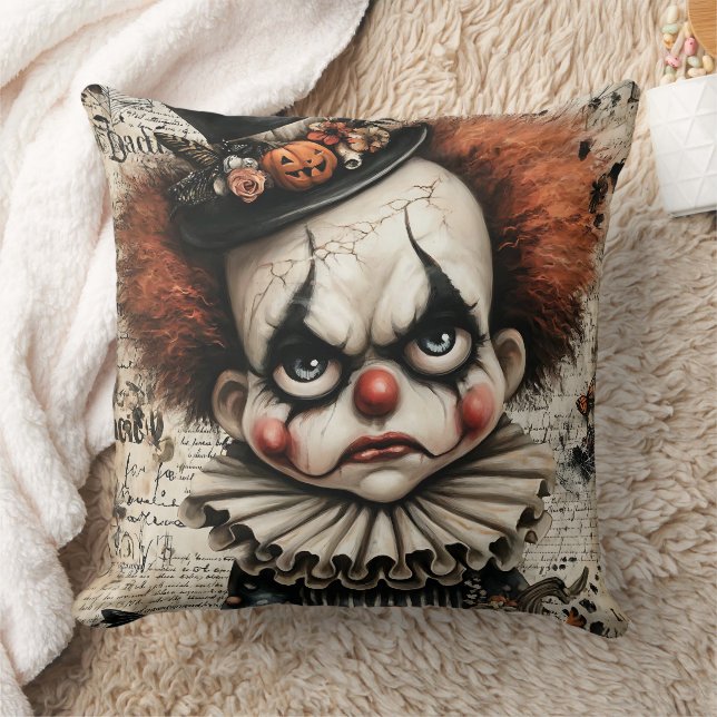 Grim Grin – The Melancholy Masquerade Throw Pillow (Blanket)