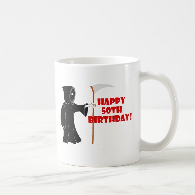 Grim Reaper 50th Birthday Mug (Right)