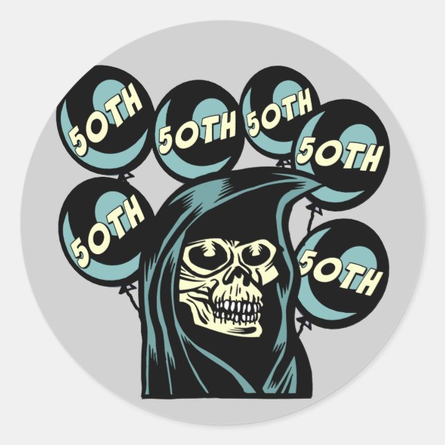 Grim Reaper 50th Birthday Sticker (Front)