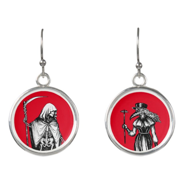 Grim Reaper and Madam Plague Doctor Earrings (Front)