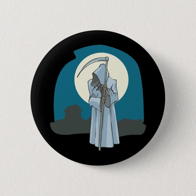 Grim Reaper and Moon Pinback Button (Front)