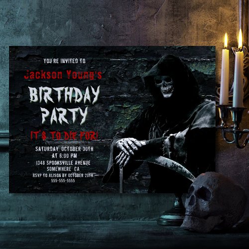 Grim Reaper Any Age Birthday Party Invitation