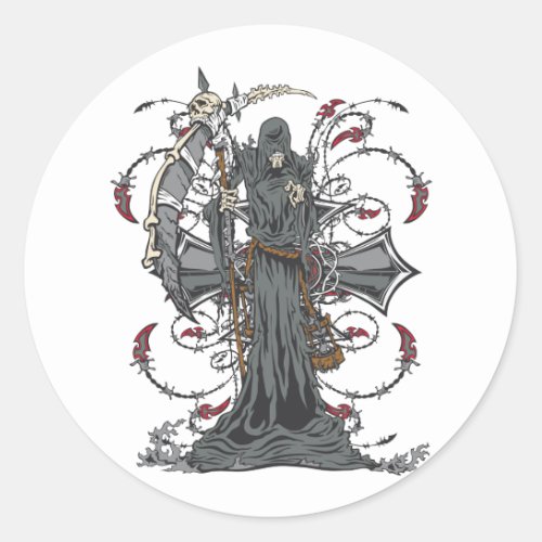 Grim Reaper Awaits Classic Round Sticker