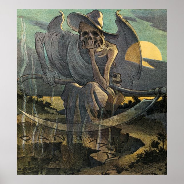 Grim Reaper Awaits with Scythe Poster (Front)