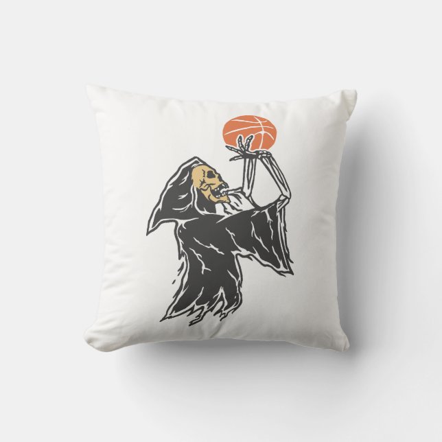 Grim Reaper Basketball Throw Pillow (Front)