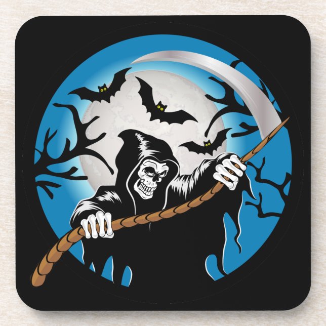 Grim Reaper Beverage Coaster (Front)
