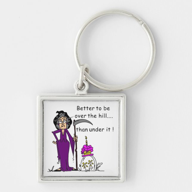 Grim Reaper Birthday Humor Keychain (Front)