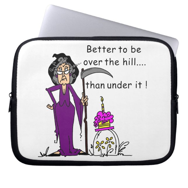 Grim Reaper Birthday Humor Laptop Sleeve (Front)