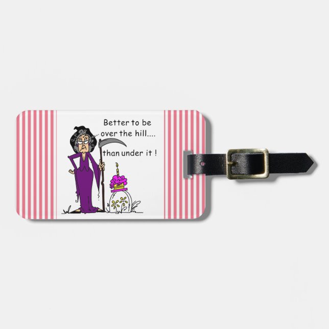 Grim Reaper Birthday Humor Luggage Tag (Front Horizontal)