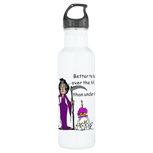 Grim Reaper Birthday Humor Stainless Steel Water Bottle (Front)