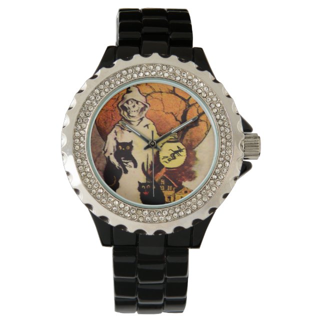 Grim Reaper Black Cat Witch Lantern Full Moon Watch (Front)