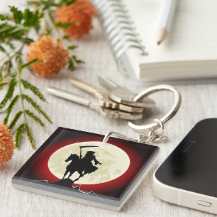 Grim Reaper Blood Moon Gothic Keychain