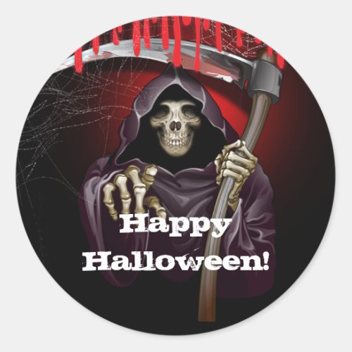 Grim Reaper Bloody Halloween Party Classic Round Sticker