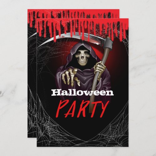 Grim Reaper Bloody Halloween Party Invitation