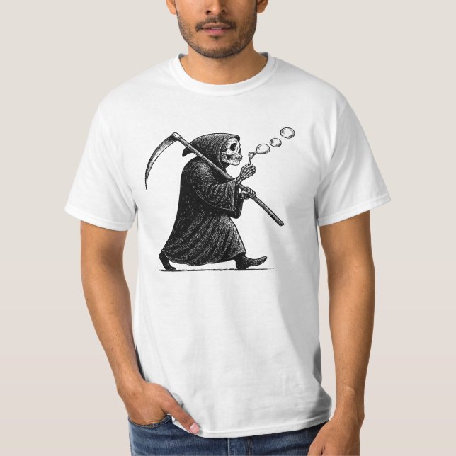 Grim Reaper Blowing Bubbles T-Shirt (Front)