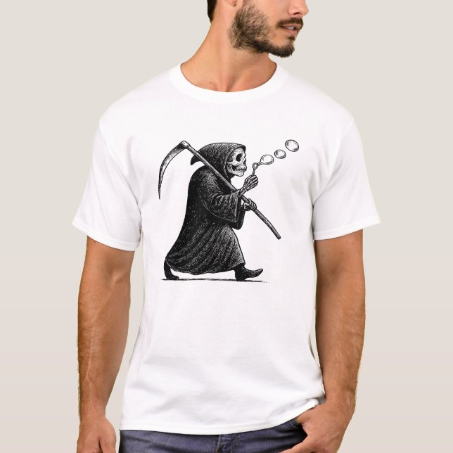 Grim Reaper Blowing Bubbles T-Shirt (Front)