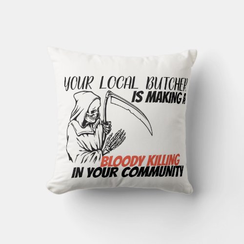 Grim Reaper Butcher Throw Pillow