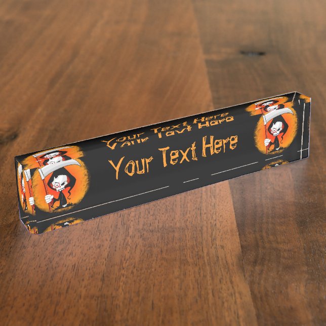 Grim Reaper Cartoon  Desk Name Plate (Side)