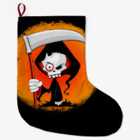 Grim Reaper Cartoon  Large Christmas Stocking