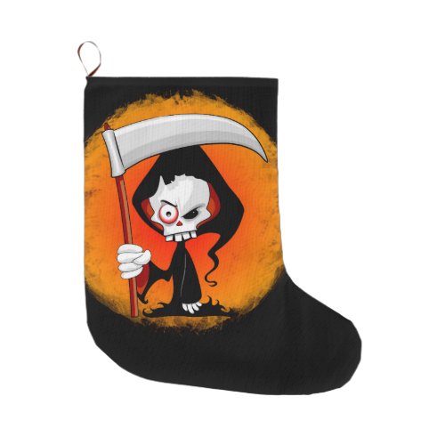 Grim Reaper Cartoon  Large Christmas Stocking