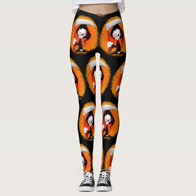 Grim Reaper Cartoon  Leggings (Front)
