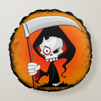 Grim Reaper Cartoon Round Pillow