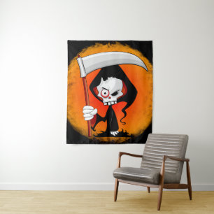 Grim Reaper Cartoon Tapestry