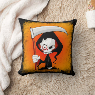 Grim Reaper Cartoon Throw Pillow