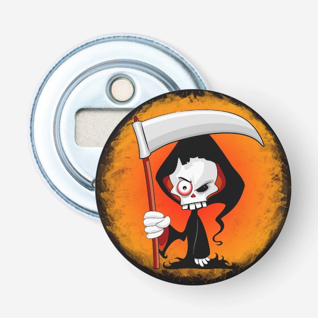 Grim Reaper Cartoon Water Bottle Bottle Opener (Front)