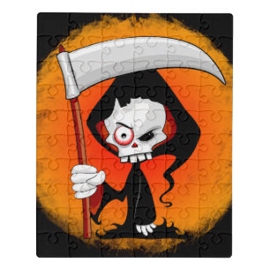 Grim Reaper Cartoon Water Bottle Jigsaw Puzzle