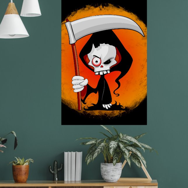 Grim Reaper Cartoon Water Bottle Poster (Living Room 1)