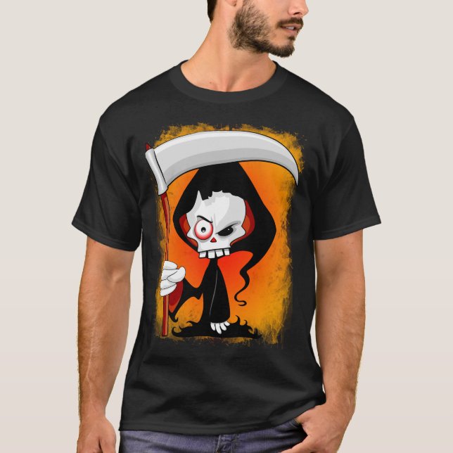Grim Reaper Cartoon Water Bottle T-Shirt (Front)