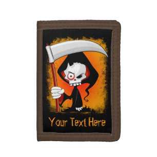 Grim Reaper Cartoon Water Bottle Tri-fold Wallet