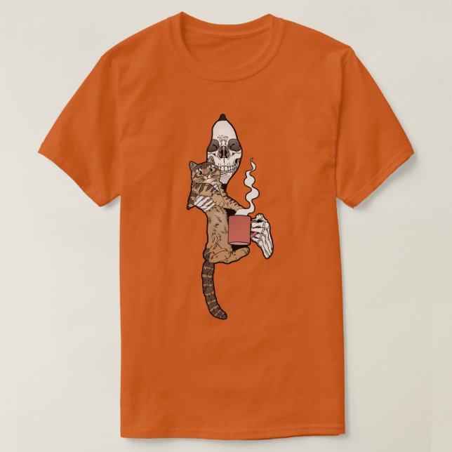 Grim Reaper Cat friend Coffee T-Shirt (Design Front)