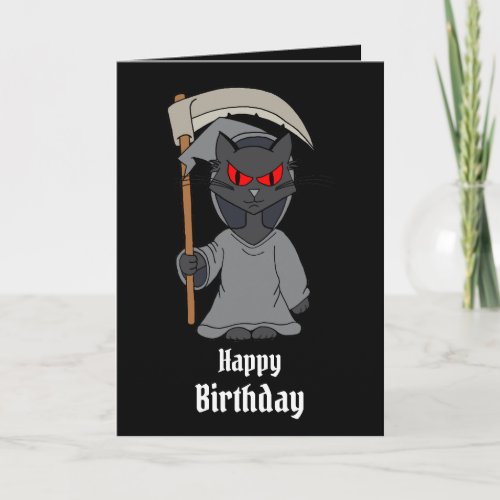 Grim Reaper Cat Funny Goth Card