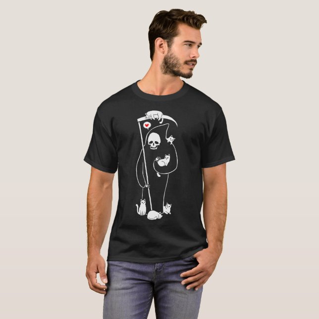 Grim Reaper Cat T-Shirt (Front Full)