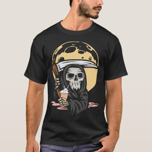 Grim Reaper Coffee Ice Cream Funny Goth T_Shirt