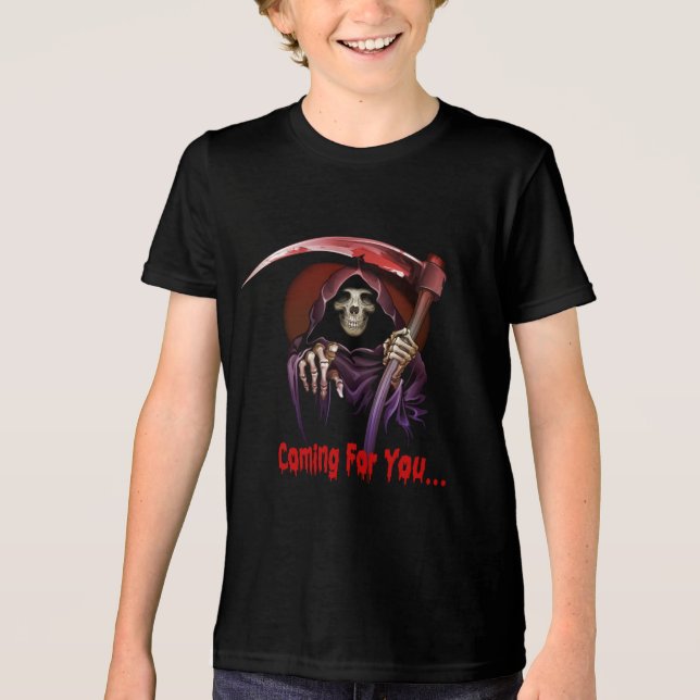 Grim Reaper Coming For You Halloween Tri-Blend Shirt (Front)