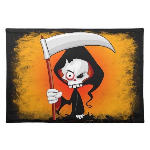 Grim Reaper Creepy Funny Cartoon Cloth Placemat