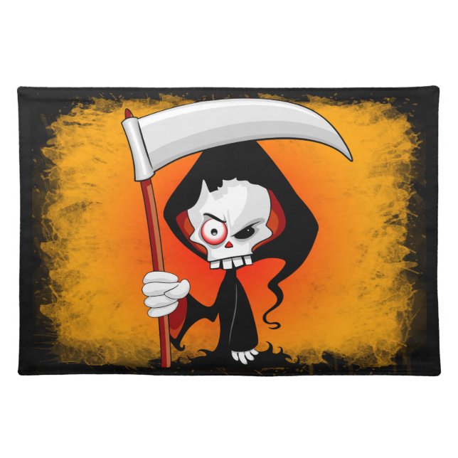 Grim Reaper Creepy Funny Cartoon Cloth Placemat (Front)