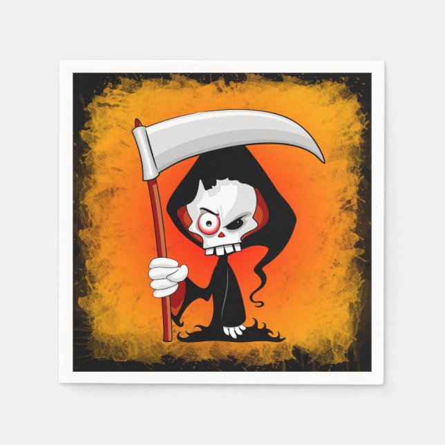 Grim Reaper Creepy Funny Cartoon Napkins (Front)
