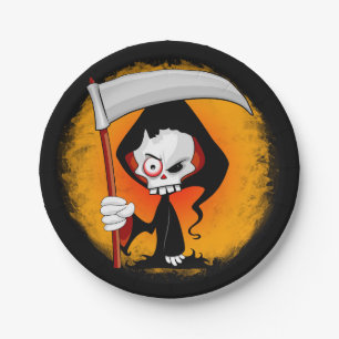 Grim Reaper Creepy Funny Cartoon Paper Plates