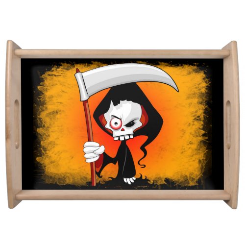 Grim Reaper Creepy Funny Cartoon Serving Tray