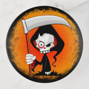Grim Reaper Creepy Funny Cartoon Trinket Tray