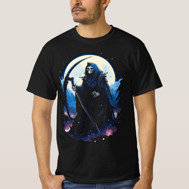 Grim Reaper Death Awaits T-Shirt (Front)