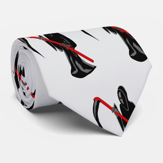 Grim Reaper Design Neck Tie (Rolled)