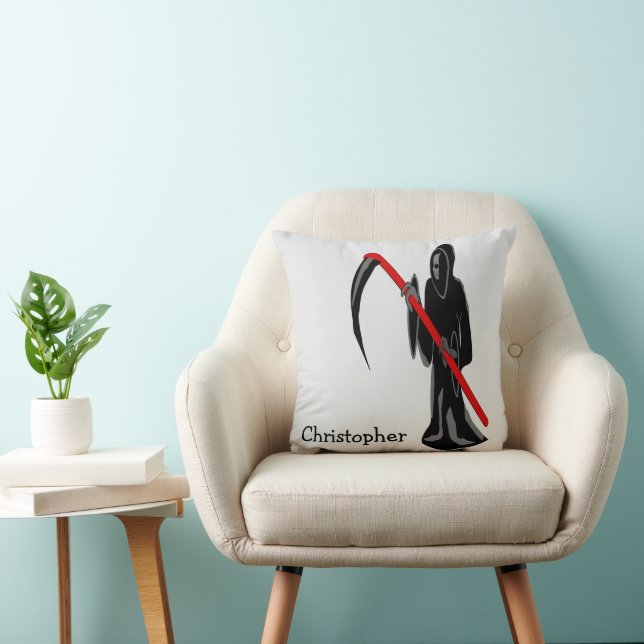 Grim Reaper Design Personalised Throw Pillow (Chair)