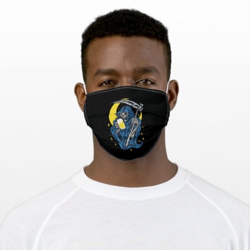Grim Reaper Drinking Beer Adult Cloth Face Mask
