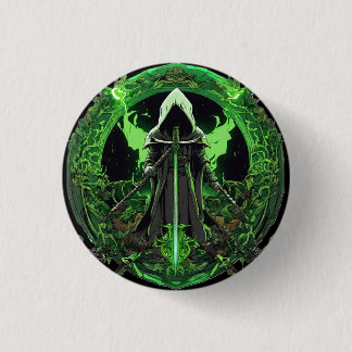 Grim Reaper Emblem In Green6 Button