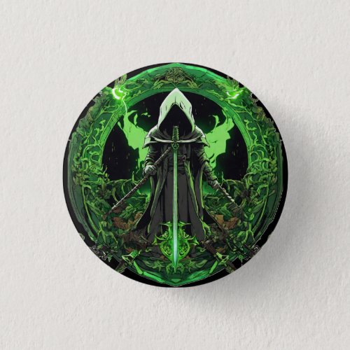 Grim Reaper Emblem In Green6 Button